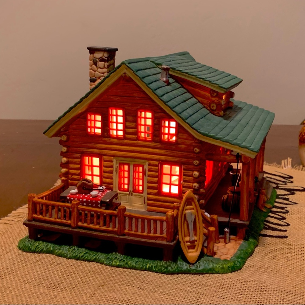 Porcelain Lighted Fishing Cabin